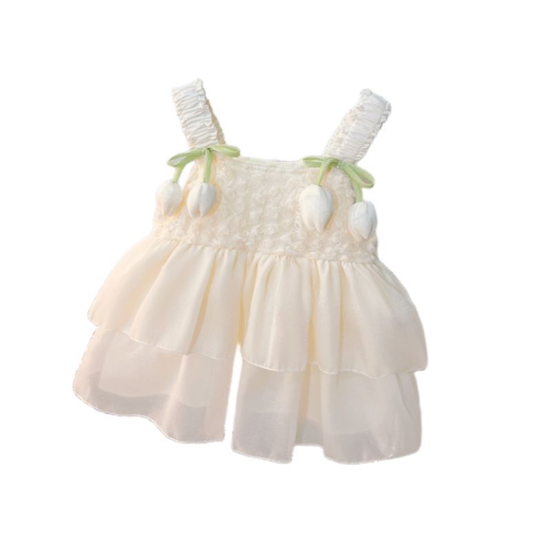 Baby Girls Ivory 3D Floral Tulle Princess Dress