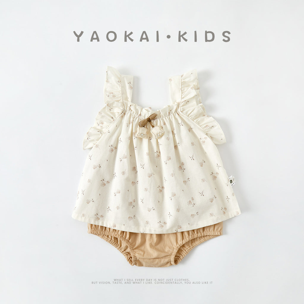 Baby Girls Ditsy Floral Ruffle Top & Bloomer 2-Piece Set
