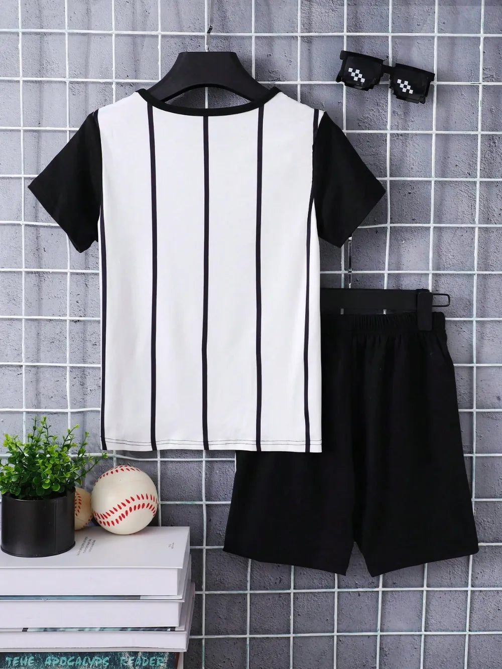 Boys Pinstripe Baseball Jersey & Shorts Set – Game Day 2-Piece