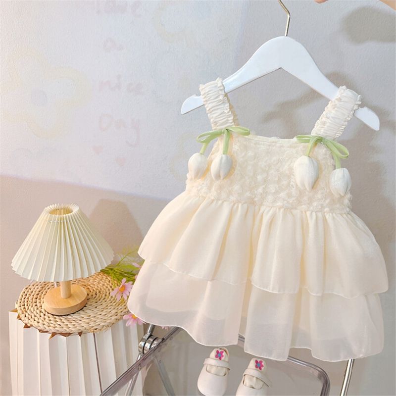 Baby Girls Ivory 3D Floral Tulle Princess Dress