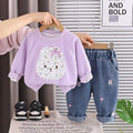 Cozy Bear Print Pullover & Jeans Set – Toddler & Kids