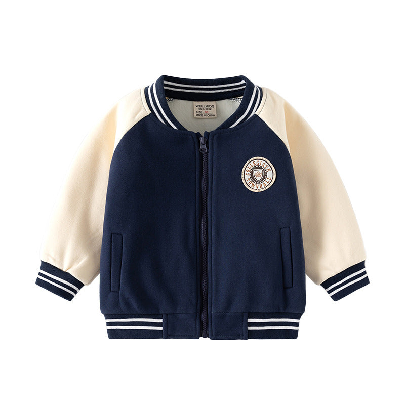 Boys Collegiate Colorblock Varsity Jacket – Green or Navy