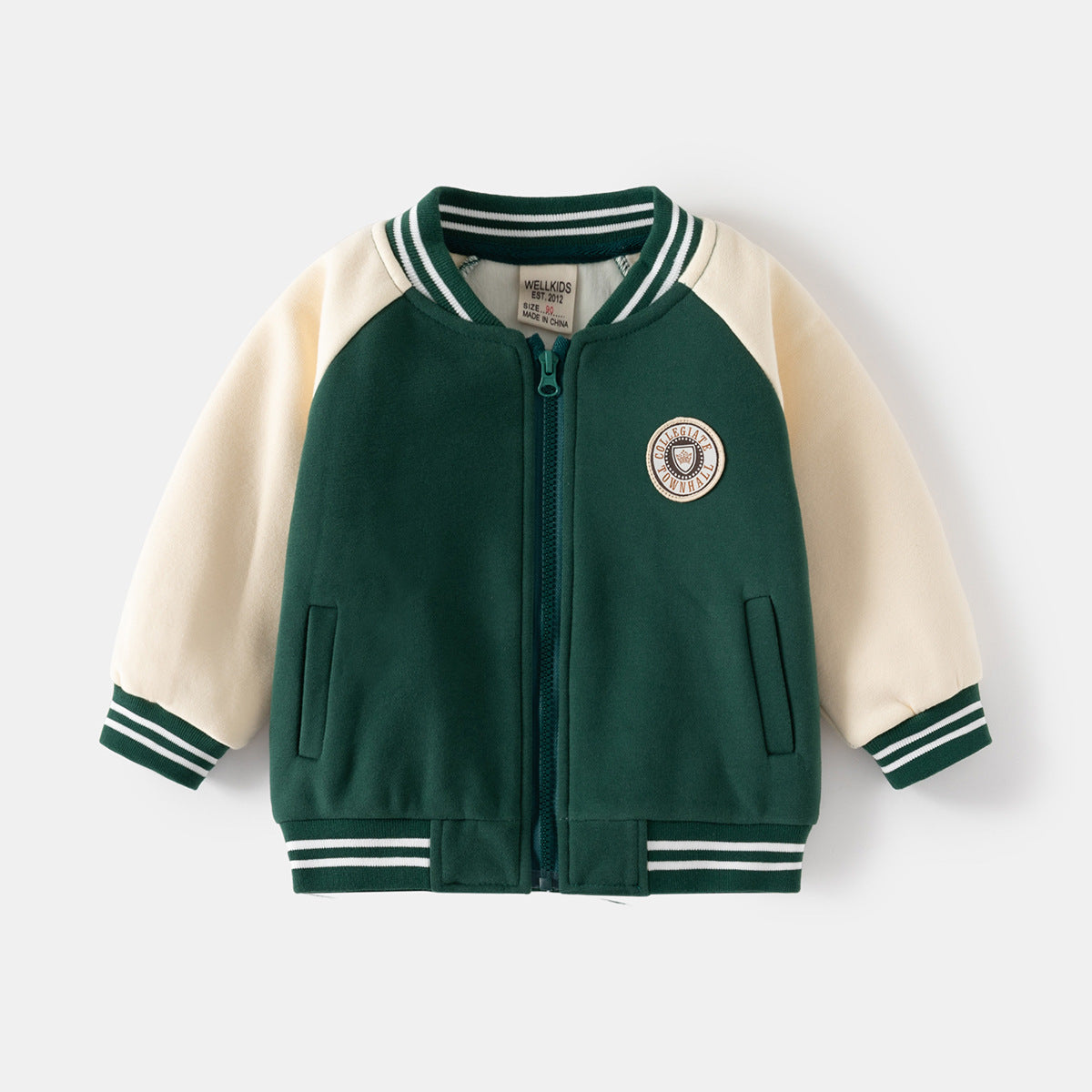 Boys Collegiate Colorblock Varsity Jacket – Green or Navy