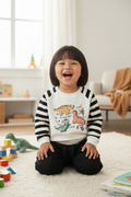 Boys Cute Dino Stripe-Sleeve Sweatshirt & Jogger 2-Piece Set