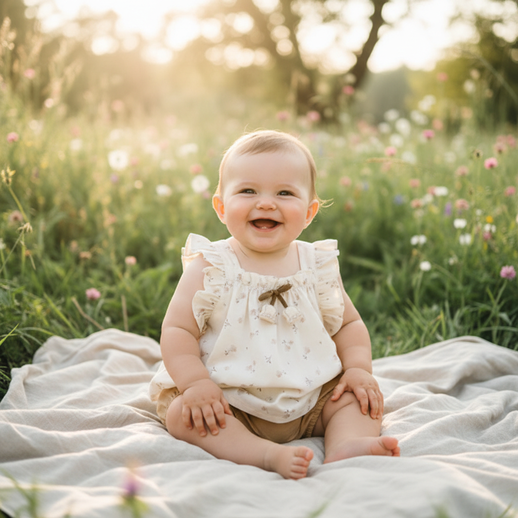 Baby Girls Ditsy Floral Ruffle Top & Bloomer 2-Piece Set
