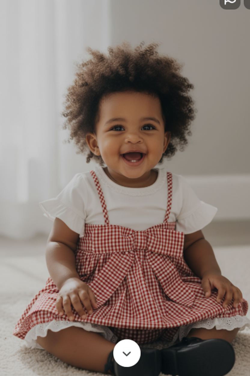 Baby Girls Flutter Sleeve Gingham Suspender Set – Black or Red