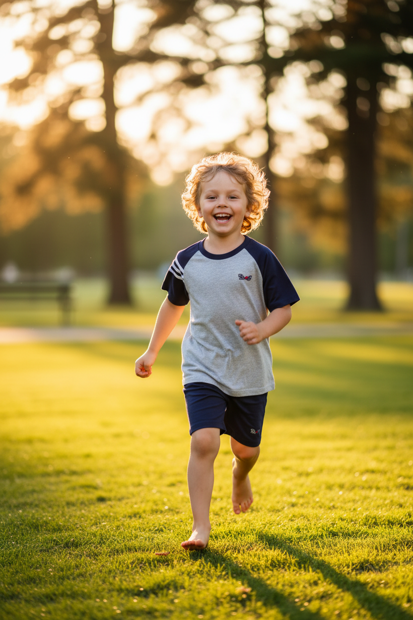 Boys Navy & Grey Stripe-Sleeve Raglan Tee & Shorts 2-Piece Set