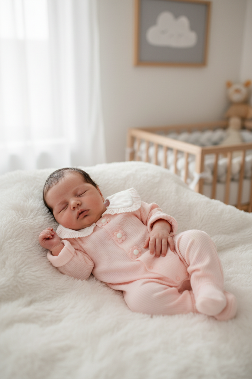 Sweet Petal Newborn Romper in Blush Pink